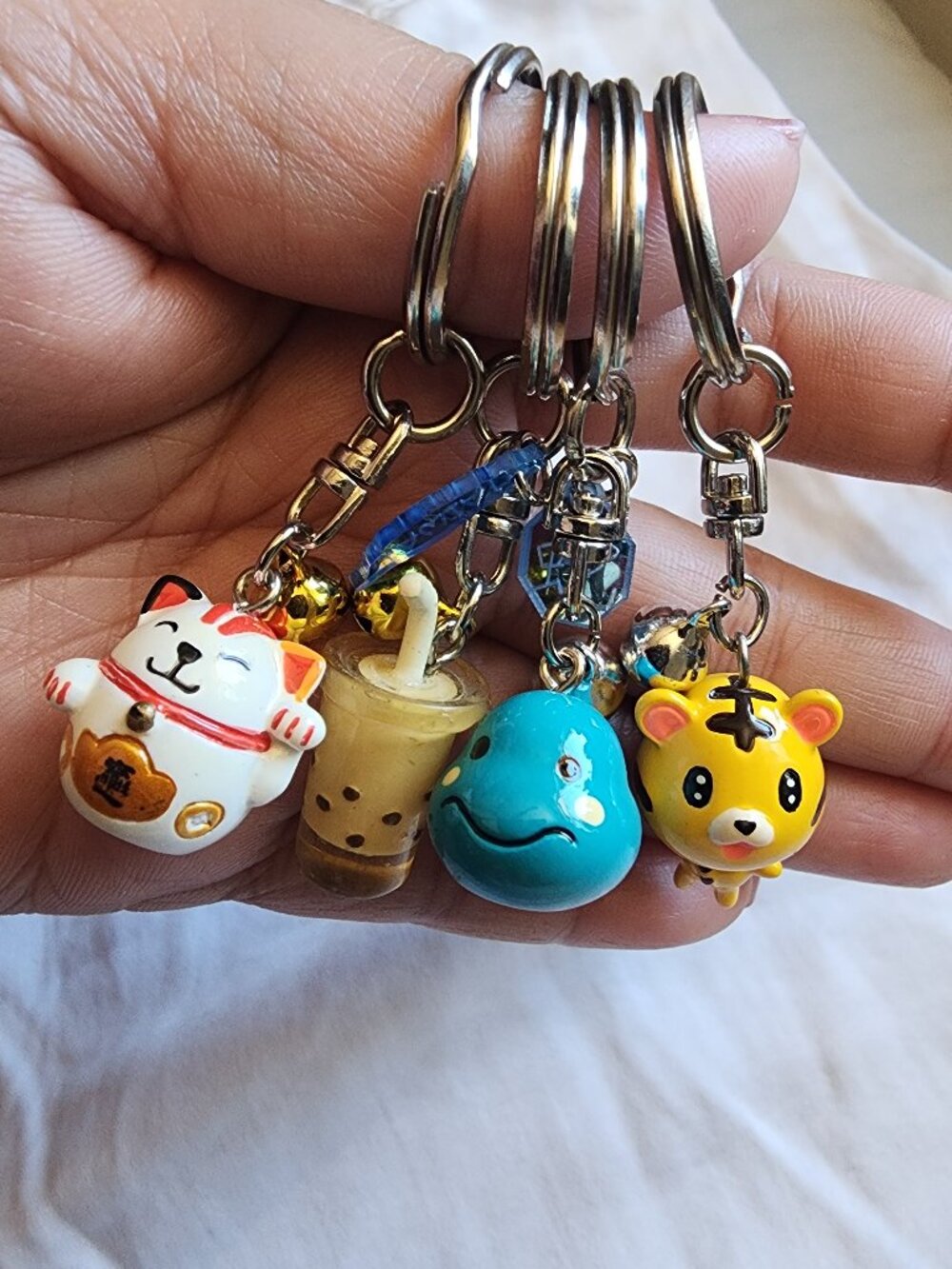 Keychain Lot - Boba, Lucky Cat, Tiger, Blue Whale - Picture 2 of 2